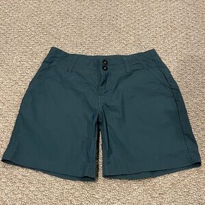 Prana Women Alana 7” Shorts Size 6 Blue Hiking Drawstring Stretch Outdoor Gorp